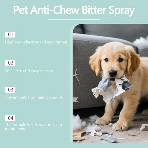 Fernhaltespray Hunde Knabberstopp für Hund Bitter Spray, 120ml Bitterspray Hundeabwehrspray Hundeschreck Fernhaltespray für Hunde Anti Kau und Lecken Spray für Möbel Kleidung Schuhen (1)