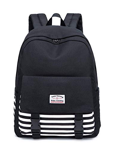 Netter Segeltuch-Schule-Rucksack für Frauen Reisetasche 14inch Laptop Schwarz,Schwarz