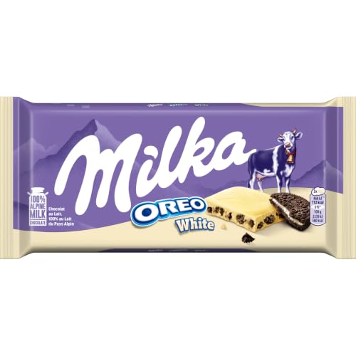 Milka Oreo Tableta de Chocolate Blanco con Trozos de Oreo, 100g