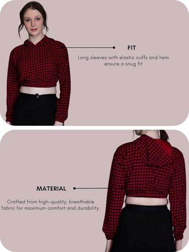Image of Leriya Fashion Women's Western Crop Top with Hoodie Neck & Long Sleeve || Hoodies with Loose Fit is Comfortable Wear for Sports | Gym | Workout | Yoga | Casual.