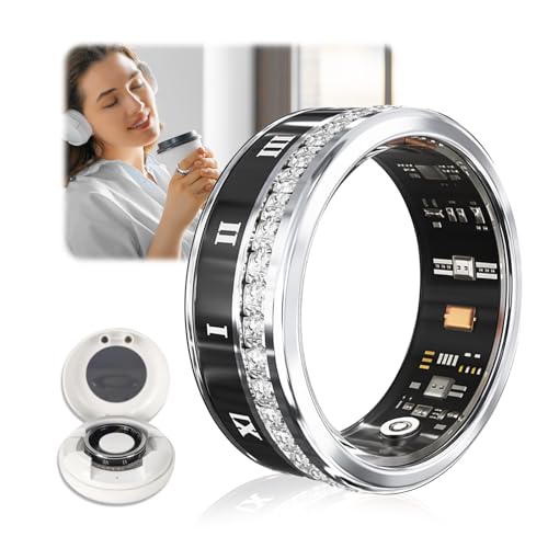 Lozltx Smart Ring & Inklusive LadefachJZ5.2-Chip & 0% Messfehler 2026 Fitness Tracker für Sleep Tracking Wearable SpO2 Smartring für Android & iOS B-Schwarz Größe 9