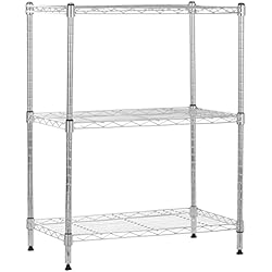 Estanteria 1 Metro Alto Amazon Basics 3 baldas estrechos, Cromado, 34 D x 58.9 W x 76.2 H cm