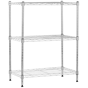 Amazon Basics 3-Shelf Adjustable, Heavy Duty Storage Shelving Unit (250 lbs loading capacity per shelf), Steel Organizer Wire Rack, 23.2″ L x 13.4″ W x 30″ H, Chrome