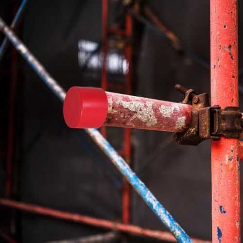 ARTIBETTER 10 Stück Gerüstrohrhülse Gerüstrohr Schutzkappen Stahlrohr Endkappen Bau Schutzkappen Sicherheitskappen Gerüst Gerüstrohr Zubehör Plastische Endkappen Endkappe aus Metall Sport rot