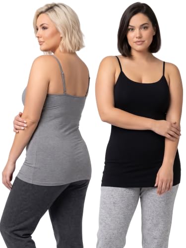 Image of Women's Long Cotton Camisole Spaghetti Strap Tank Top