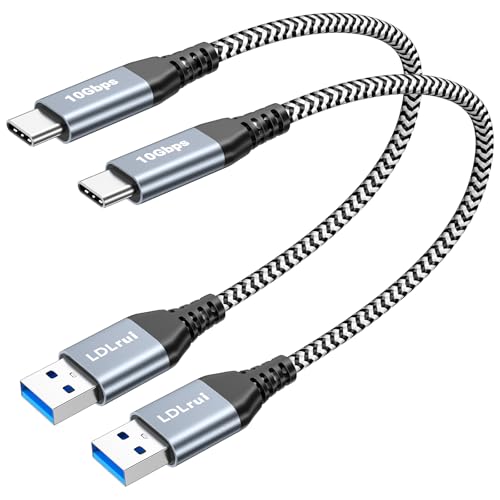 USB 3.1/3.2 Gen 2 zu USB-C Kabel [30 cm, 2Stück], Hochgeschwindigkeits 10Gbps Datensynchronisation 3.1A Schnelllade Typ-C-Ladekabel für iPhone 15 Pro, Samsung Galaxy S22, Tragbare SSD, Android Auto