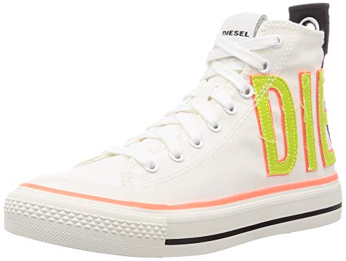 Diesel Women's Fashion Sneaker, Star White/Acid Lime, 8.5