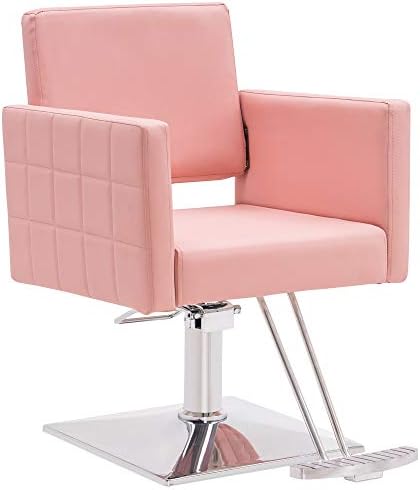 BarberPub Salon Chair for Hair Stylist,Hydraulic Barber Styling Chair, Beauty Spa Equipment 8821 (Pink)