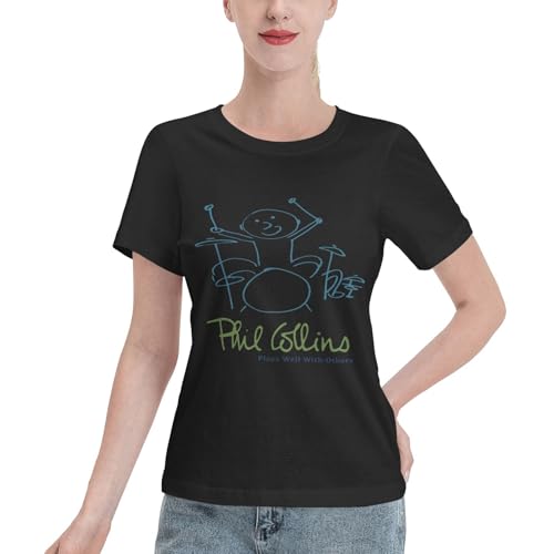 Photo de Phil Singer Collins Chemises T-Shirt à Manches Courtes pour Femme T-Shirt Classique en Coton pour Chanteur de Rock Hauts indispensables pour Les Concerts au Quotidien Small