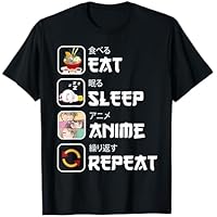 Eat Sleep Anime Repeat manga kawaii Japanese lover otaku Camiseta