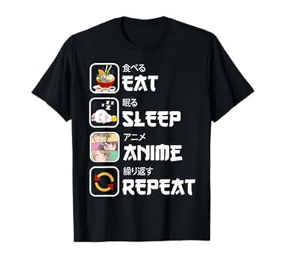Eat Sleep Anime Repeat manga kawaii Japanese lover otaku Camiseta | Ya disponible en tu tienda friki favorita! En mundofriki.es!
