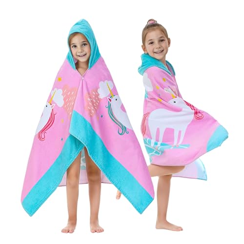 41wcaBEJffL. SL500  - SealCaptain Kids Bath Towel with Hood, Ultra Large Soft Thick Pure Cotton Hooded Bath Towel for Girls 3T-10 Years with Strong Absorbency, Size 50"x30", Perfect Bath Poncho for Child (Pink Unicorn)