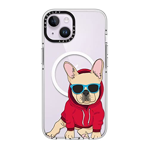 CASETiFY �N���A iPhone 14 �P�[�X [���΂݂ɂ����f��/2m����̗����������N���A/MagSafe �ɑΉ�] - Hipster Frenchie Fawn