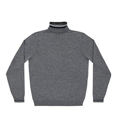 SUN 68 Maglia Uomo Turtle Stripes on Cuff Grigia