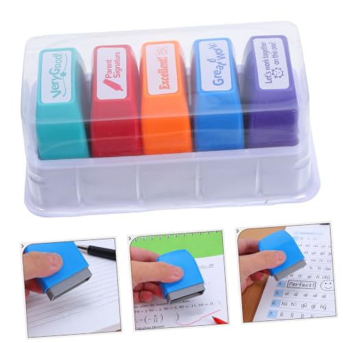 Homoyoyo Teacher Stamps with Motivational English Praise Messages Self-Inking 5pcs Plastic Rectangular Design for Classroom Grading Papers for Homework and Elementary School Activities - Image 9