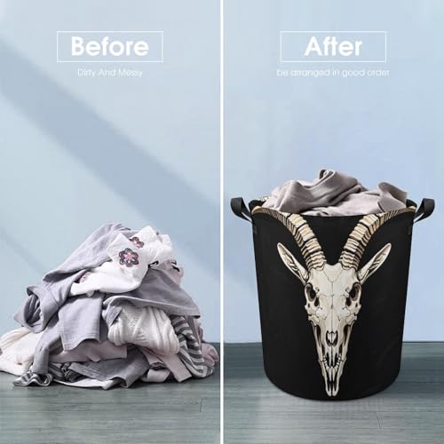 Panier à linge haut de gamme style gothique avec crâne de bouc - 6