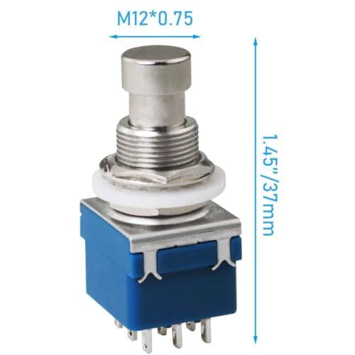 WHYHKJ 3PCS Guitar 3PDT Effects Footswitch Blue 9 Pin Pedal Metal Switch For Guitar Effects Pedal Amplifier Electronic Harmonica Music Equipment - Thumbnail 2