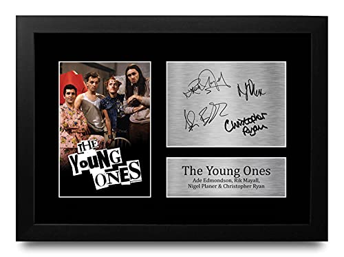 Cadeau fans The Young Ones : photo Rik Mayall Vyvyan autographe imprimé cadre A4