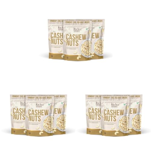 Image of KitchenSmith Premium Whole Cashew - Pack of 9 (250gm Each) | Grade W240 |Crunchy Cashews, Kaju Dry Fruit & Cashew Nuts | Gluten Free & Plant Based Protein (Air Tight Pouch)