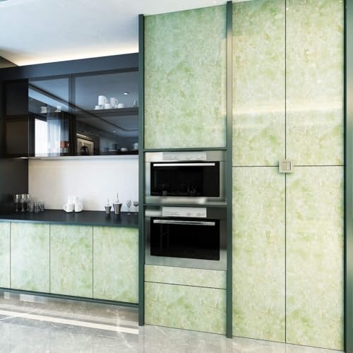 Image of FOKRIM Marble Wallpaper 45x300cm (14 SQFT) Sticker Wallpaper, Peel and Stick, Removable, Self-Adhesive, Waterproof, Decorative Wallpaper for Home, Kitchen, Bedroom, Office (Green, 45X300)