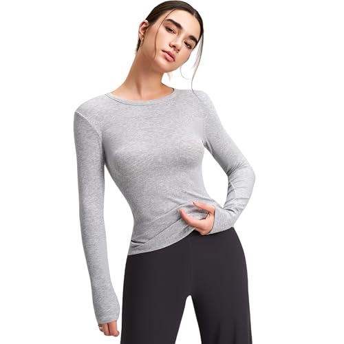 Karsaer ヨガウェア トップス 長袖 tシャツ レディース スポーツウェア 体形カバー フィットネス ランニング ジム ヨガ トレーニングウェア ロング丈 ストレッチ 速乾 通気 A0084