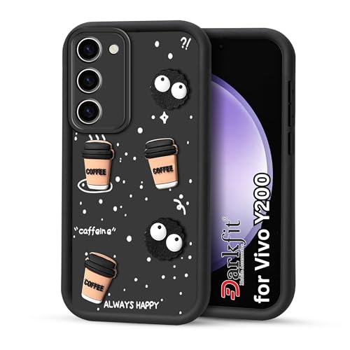 Image of DARKFIT Back Case Cover Compatible for Vivo Y200 5G | Cute Fun Cartoon 3D Ball | Coffee Silicone Case | Case Cover with Camera & Body Protection | Shock Proof | for Vivo Y200 5G | Color Black