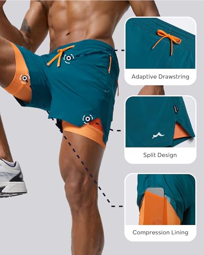 maamgic Men's Athletic Running Shorts with Liner Ultra Lightweight Workout Shorts 5"/ 7"3
