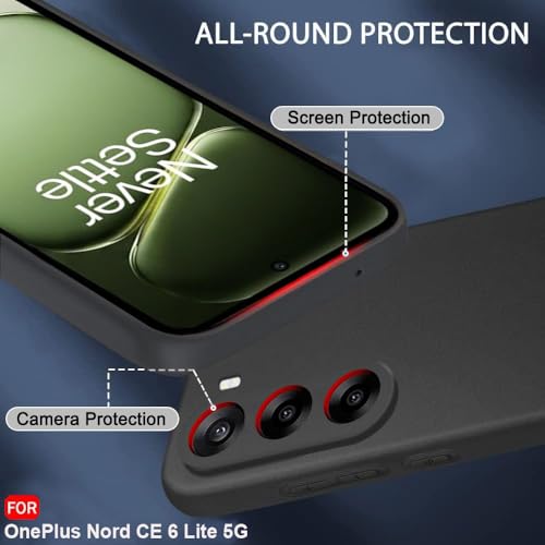 Image of TheGiftKart Sleek Back Cover Case for OnePlus Nord CE 6 Lite 5G | Slim Fit Protective Design | Ultra Matte Finish | Camera Protection Bump | Soft Back Case for OnePlus Nord CE6 Lite (Silicone, Black)