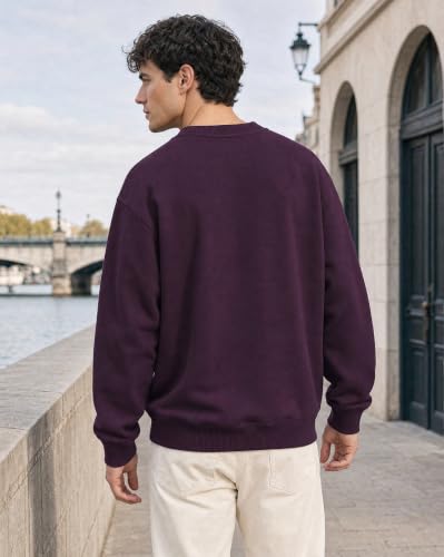 Image of Nobero Oversized Sweatshirts for Man Stylish Crew Neck | 280 GSM Rich Cotton Fleece Solid Oversized Fit Full Sleeve Sweatshirt for Men | Stylish Casual Wear Winter Sweatshirt for Men