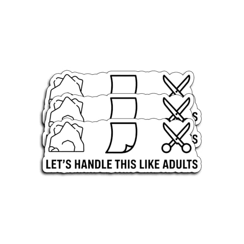 (3Pcs) Let’s Handle This Like Adults Funny Craft Sticker Vinyl Decal for Water Bottle Laptop Tumbler Sewing Scrapbook Hobby Waterproof Sarcastic Crafting Stickers Gifts Crafters and Makers 3x1 Inch
