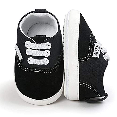 Clowora Unsex Baby Boys Girls Shoes,Infant Non Slip Soft Sole Slippers Toddler Flat Lazy Loafers (041/All Black, Infant, 12 Months, Age Range, US Footwear Size System, 18 Months, Medium)