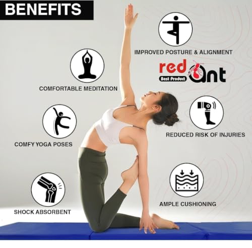 Image of Exercise Yoga Mat Gymnastics Training Tumbling High Destiny Foam Foldable 72 x 24x 12 mm Foldable Traveling mat Yoga Mat for Men & Women 12 MM Thick Mat (BLACK)