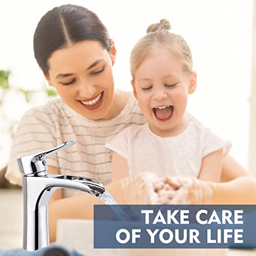 Chrome Bathroom Faucet,Yundoom Waterfall Bathroom Faucet Chrome,Pop Up Drain Bathroom Sink Faucet,Single Handle Bathroom Faucets,Faucet For Bathroom Sink Silver,Vanity Farmhouse Bathroom Faucet #TOP1