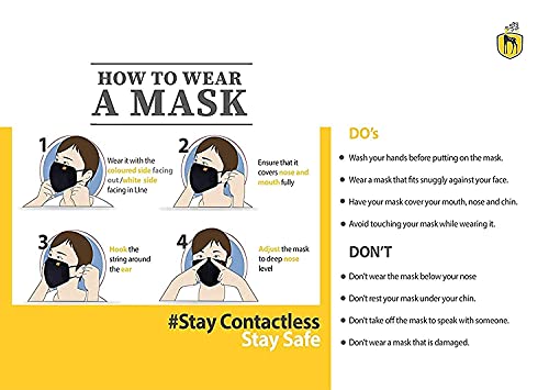 Image of Pack of 2 Pure Black Adjustable Cotton Reusable Washable Protection Cloth Face Mask for Men /Women /Unisex Adults