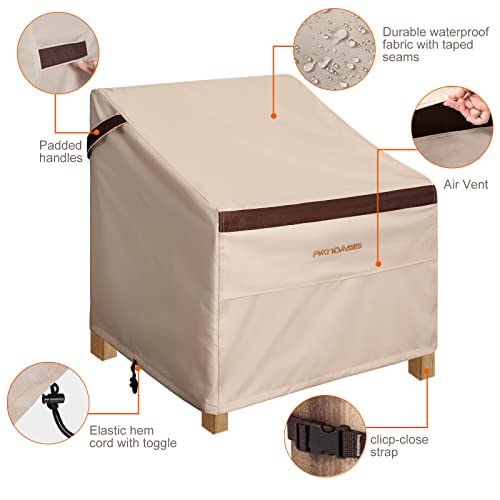 Patioasis Patio Chair Covers Set Of 2 Heavy Duty Waterproof Lounge Deep Seat Covers Outdoor Lawn Patio Furniture Chair Cover 2 Pack Beige/Brown #TOP3