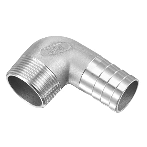 M METERXITY Hose Barb Fittings - 90 Degree Elbow Stainless Steel 32mm Pipe Connector Apply to Water Fuel (G1-1/4 Male Pipe)