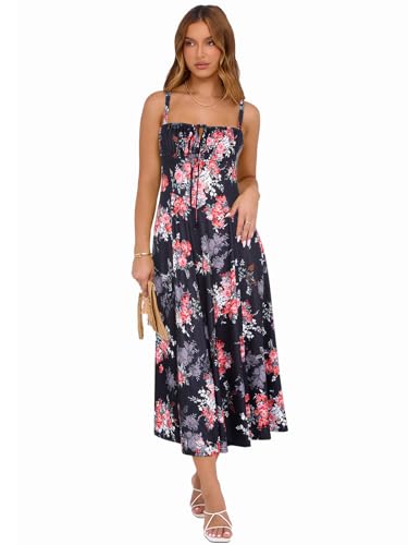 Image of YIOYOLA Corset Dress for Women Casual Tea Party Summer Wedding Guest Flowy Midi Sundress