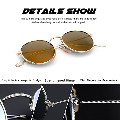 Image of CGID Retro Round Polarized Sunglasses Mens Womens Circle Metal Hippie Shades UV400 Protection E01