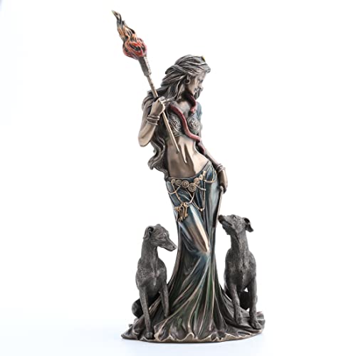Veronese Design 13 3/8" Tall Cold Cast Resin Antique Bronze Finish Hecate Greek Goddess Of Magic With Her Hounds Statue Figurine #TOP1