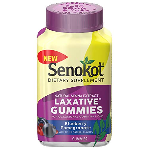 Senokot Laxative Gummies Dietary Supplement for Occasional Constipation Relief, Blueberry Pomegranate, 60 Count