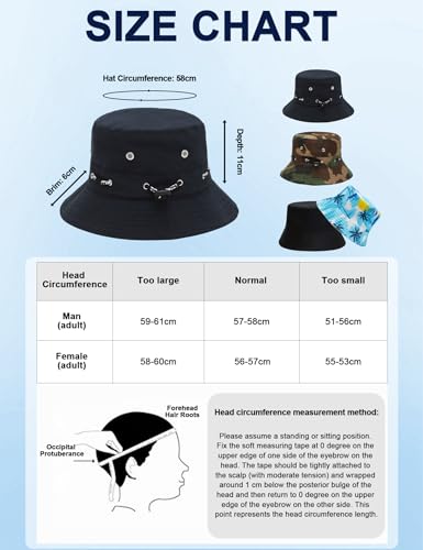 Image of Venzina Bucket Hat for Men Hat Cap for Men UPF 50+ UV Protection Packable Fisherman Sun Hat for Women Solid Reversible Camouflage Styles Beach Commute Travel Outdoor Hiking Round Cap