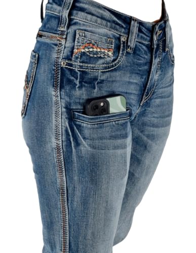 Cowgirl Tuff Western Jeans Womens Dynamo Bootcut Medium Wash JDYNAM3