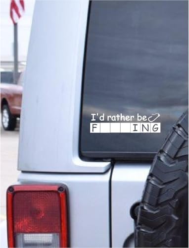 I'd Rather be Fishing Hook bass Funny Car Truck Sticker Decal - Silhouette Cute Decal Sticker image 2