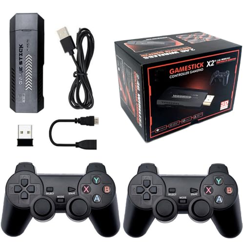 X2 Plus Game Stick - Consola de Videojuegos Retro 4K con más de 128 G, 40000 Juegos, Controladores inalámbricos de 2.4 G, máquina de Juego de Salida HD, portátil(128 GB)