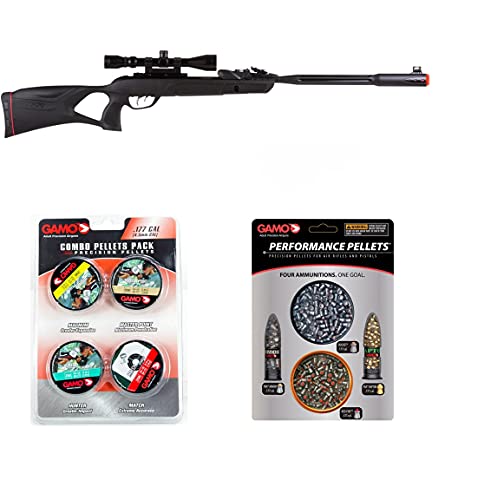 Gamo Swarm Fusion 10X Gen2 Air Rifle .177 Cal w 2 Combo Packs of Assorted (Magnum x 250,Masterpoint x 250,Hunter x 250,Match x 250) and Pellets (PBA x 50,PBA Armor x 40,RED FIRE x 150,Rocket x 150)