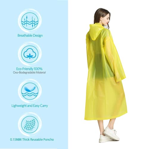 Image of Rain Poncho for Kids Boys Girls - 2 Pack Reusable Waterproof Rain Coat Jacket for Teen Disney, Clear Pink Yellow Blue Purple