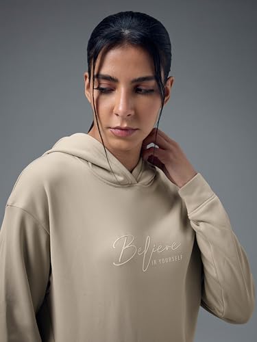 Image of TECHNOSPORT Women's Regular Fit Graphic Print Hooded Neck Full Sleeve Technowarm+ Sweatshirt for Casual & Regular Use