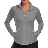 YOKGO Women's Athletic Jackets Lightweight Sport Workout Jackets Zip Up Running Jackets with Thumb Holes for...