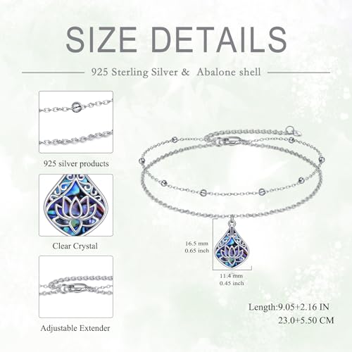 Image of POPLYKE 925 Sterling Silver Double Layered Chain Evil Eye Daisy Sunflower Butterfly Anklets for Women Holiday Beach Crystal Ankle Bracelet Dainty Evil Eye Jewelry