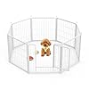HealSmart Dog Playpen Indoor, Puppy Playpen Indoor Outdoor for Yard, Camping, RV, 24″ Height 8 Panels Heavy Duty Dog Pen for Puppies/Small Dogs, White